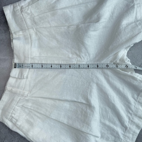 A NEW DAY Tailored Linen Blend Short 2 White High Rise Pleated Summer Neutral - Picture 8 of 12